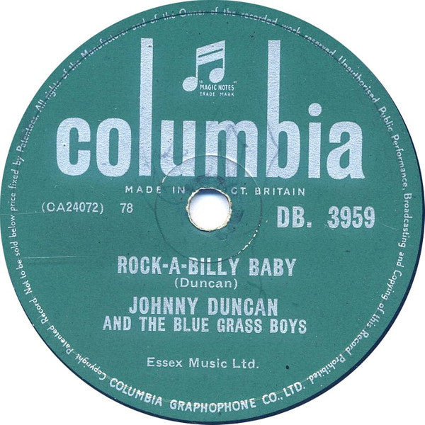 Johnny Duncan & His Blue Grass Boys : Last Train To San Fernando / Rock-A-Billy Baby (Shellac, 10")