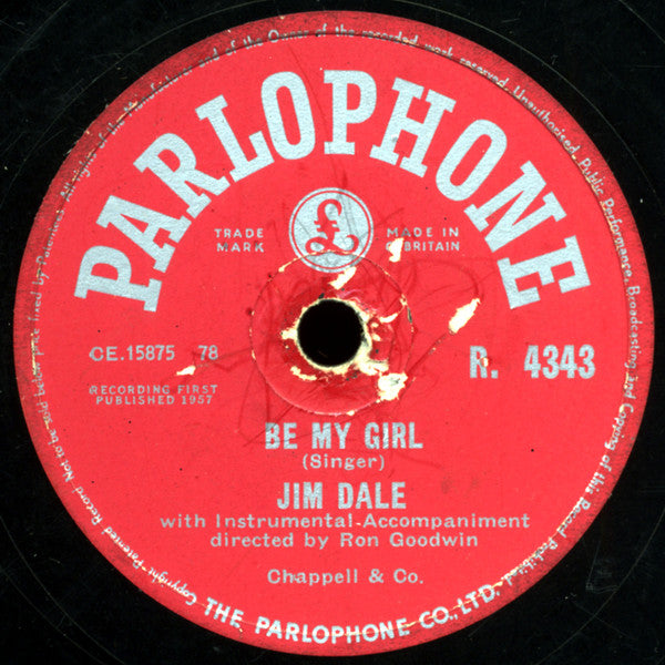 Jim Dale : Be My Girl / You Shouldn't Do That (Shellac, 10")