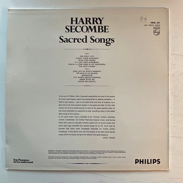 Harry Secombe : Sacred Songs (LP, Album)