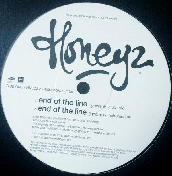 Honeyz : End Of The Line (12", Promo)
