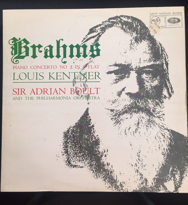 Johannes Brahms, Philharmonia Orchestra, Sir Adrian Boult, Louis Kentner : Concerto No. 2 In B Flat Major, Op. 83 (LP, Mono, RE)