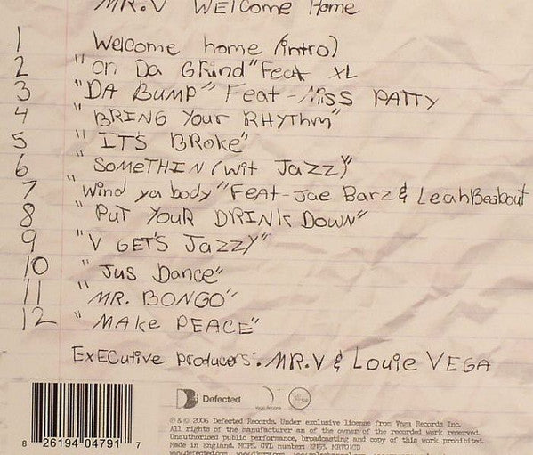 Mr. V (4) : Welcome Home (CD, Album)