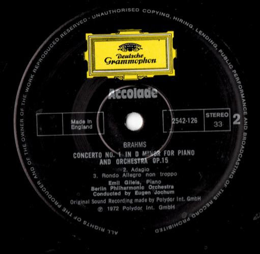 Johannes Brahms Brahms Emil Gilels · Berliner Philharmoniker · Eugen Jochum : Piano Concerto No.1 (LP, RE)