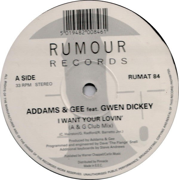 Addams & Gee : I Want Your Lovin' (12")