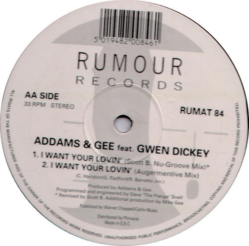 Addams & Gee : I Want Your Lovin' (12")