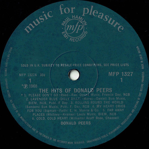 Donald Peers : The Hits Of Donald Peers (LP, Comp, Por)
