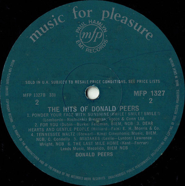 Donald Peers : The Hits Of Donald Peers (LP, Comp, Por)