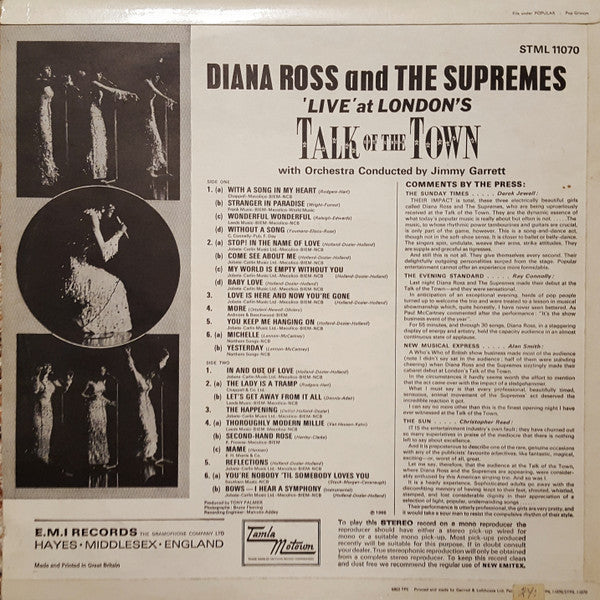 The Supremes : 'Live' At London's Talk Of The Town (LP, Album)