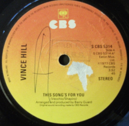Vince Hill : This Song's For You (7", Single)