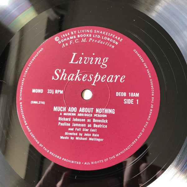 William Shakespeare : Living Shakespeare: Much Ado About Nothing (LP, Mono)