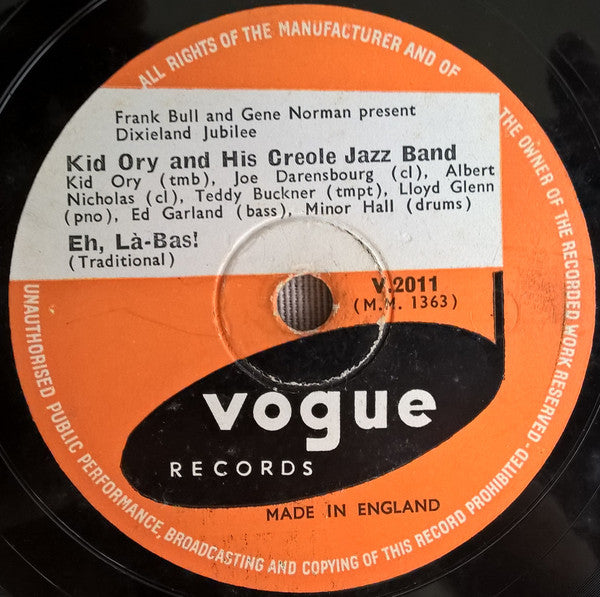 Kid Ory And His Creole Jazz Band : Tiger Rag / Eh, La-Bas! (Shellac, 10")