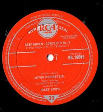 Ludwig van Beethoven - Arthur Rubinstein · Josef Krips · Symphony Of The Air : Concerto No. 5 ("Emperor") (LP, Mono)