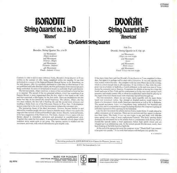 Alexander Borodin, Antonín Dvořák, The Gabrieli String Quartet : String Quartet No.2 In D 'Kismet' / String Quartet In F 'American' (LP)