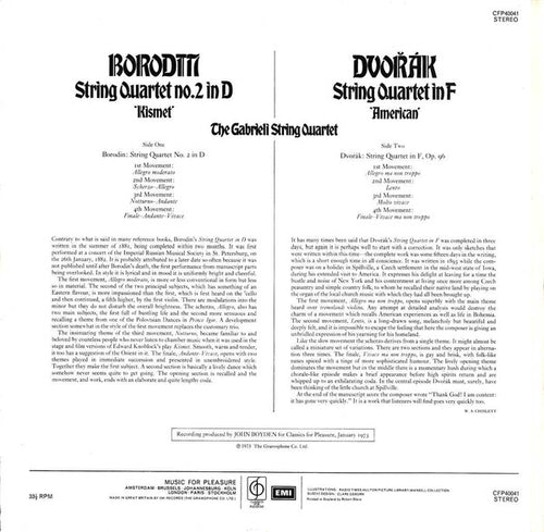 Alexander Borodin, Antonín Dvořák, The Gabrieli String Quartet : String Quartet No.2 In D 'Kismet' / String Quartet In F 'American' (LP)