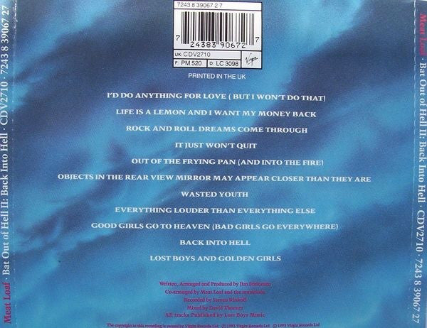 Meat Loaf : Bat Out Of Hell II: Back Into Hell (CD, Album, Pic)