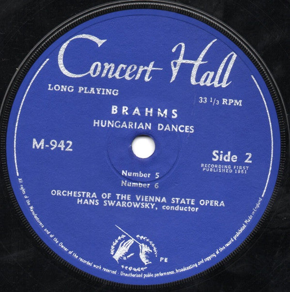 Johannes Brahms, Orchester Der Wiener Staatsoper, Hans Swarowsky : Hungarian Dances Nos 1, 2, 3, 5 & 6 (7")