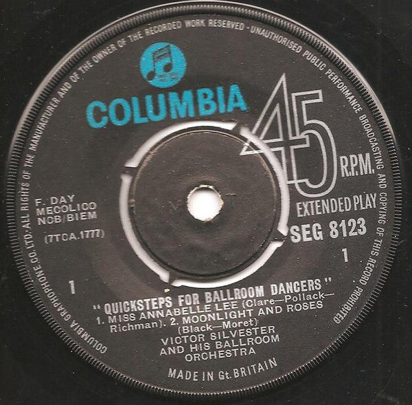 Victor Silvester And His Ballroom Orchestra : Quicksteps For Ballroom Dancers (7", EP, Mono)