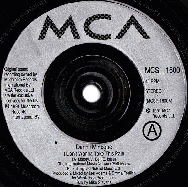 Dannii Minogue : I Don't Wanna Take This Pain (7", Single, Sil)