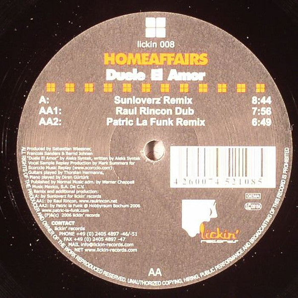 Homeaffairs : Duele El Amor (12")