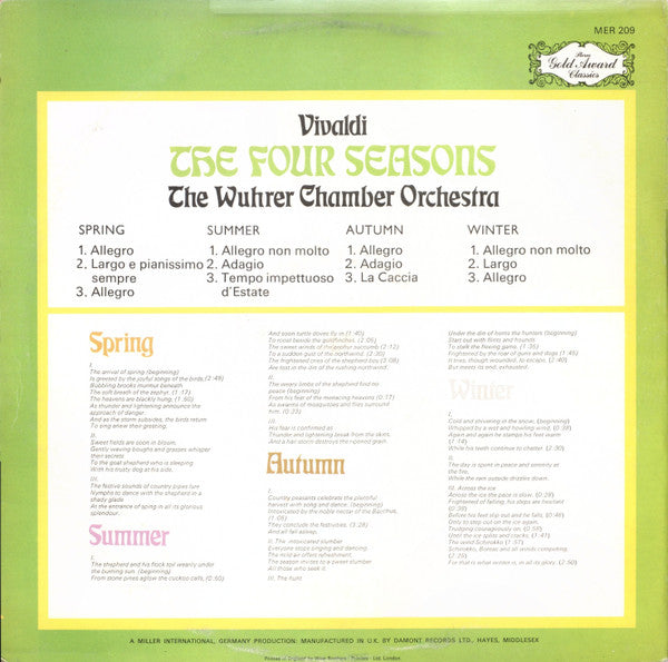 Antonio Vivaldi - Das Wührer-Kammerorchester : The Four Seasons (LP)