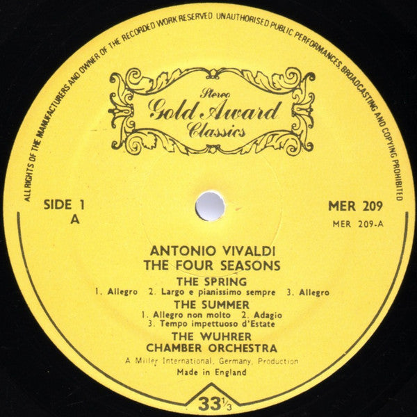 Antonio Vivaldi - Das Wührer-Kammerorchester : The Four Seasons (LP)