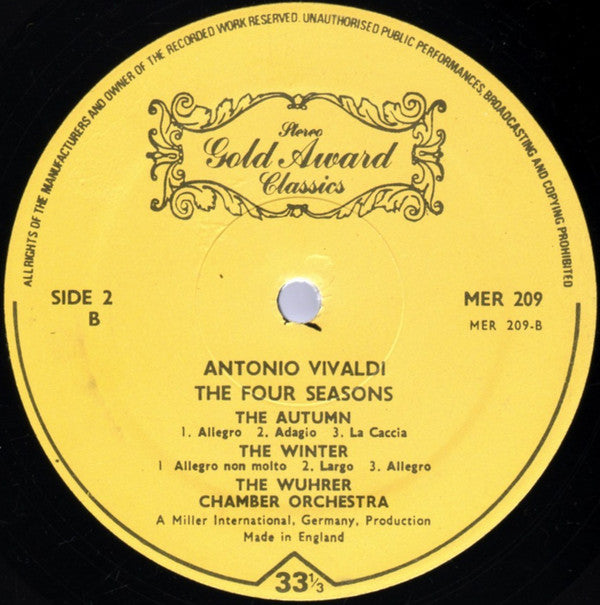 Antonio Vivaldi - Das Wührer-Kammerorchester : The Four Seasons (LP)