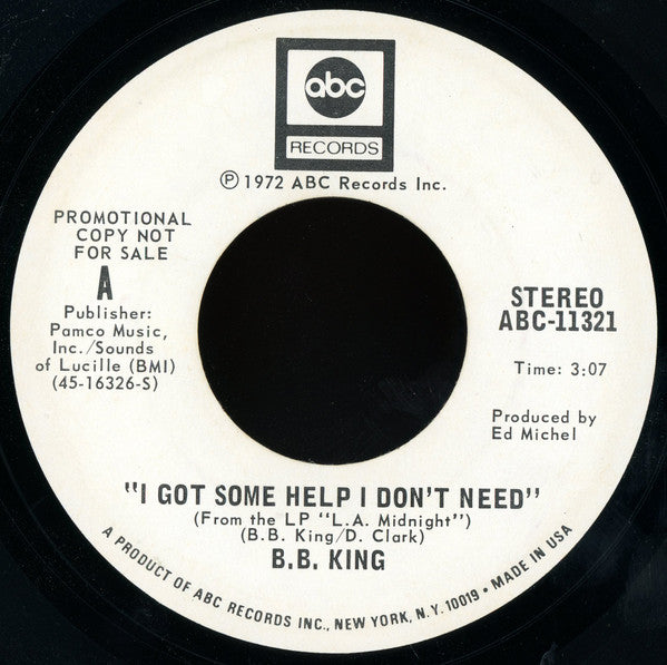 B.B. King : I Got Some Help I Don't Need (7", Promo)
