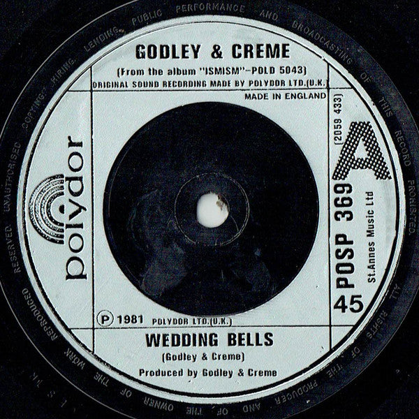 Godley & Creme : Wedding Bells (7", Single, Inj)