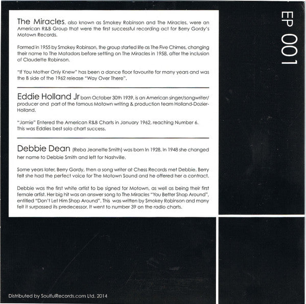 The Miracles / Edward Holland, Jr.  /  Debbie Dean : R&B Gold Vol.1 (7", EP)