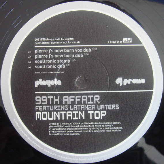 99th Affair Featuring Latanza Waters : Mountain Top (12", Promo)