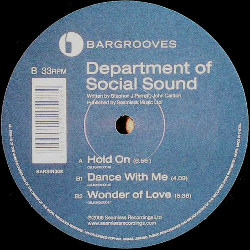 Department Of Social Sound : Hold On E.P. (12")
