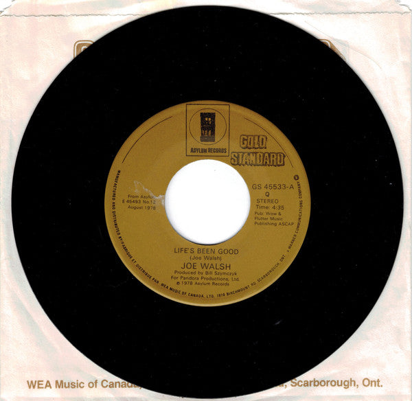 Joe Walsh : Life's Been Good / Over And Over (7", Single, RE)