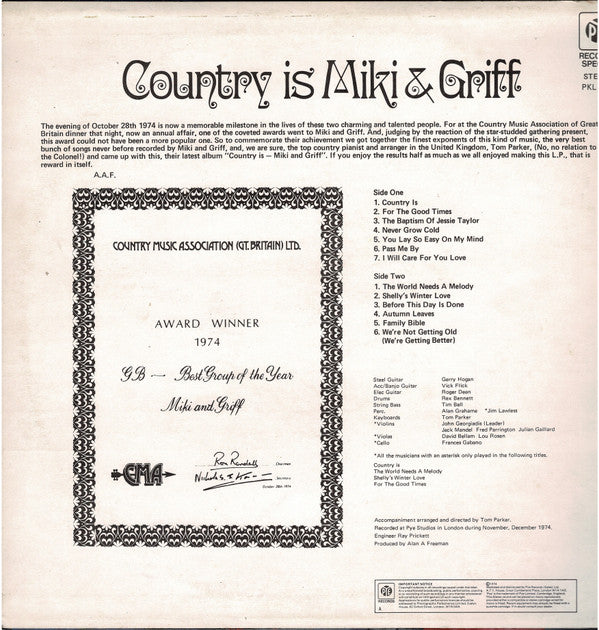 Miki & Griff : Country Is Miki & Griff (LP)
