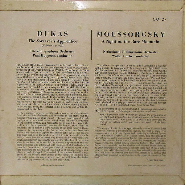 Modest Mussorgsky, Nederlands Philharmonisch Orkest, Walter Goehr, Paul Dukas, Utrechts Stedelijk Orkest, Paul Hupperts : A Night On The Bare Mountain/The Sorcerer's Apprentice (10", Album)