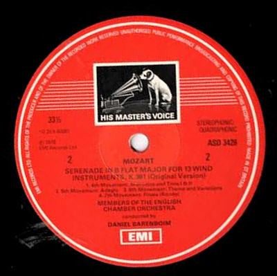 Wolfgang Amadeus Mozart, English Chamber Orchestra, Daniel Barenboim : Serenade In B Flat Major For 13 Wind Instruments, K.361 (Original Version) (LP, Quad)
