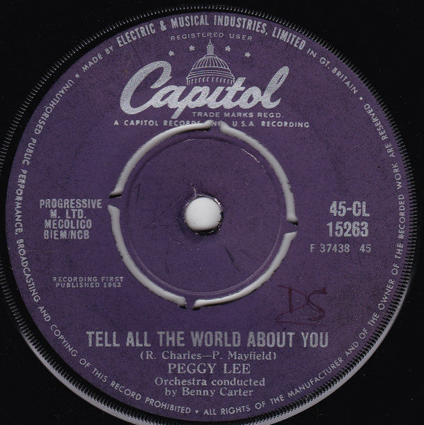 Peggy Lee : Amazing / Tell All The World About You (7", Single)