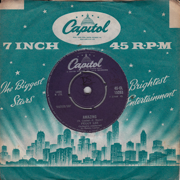 Peggy Lee : Amazing / Tell All The World About You (7", Single)
