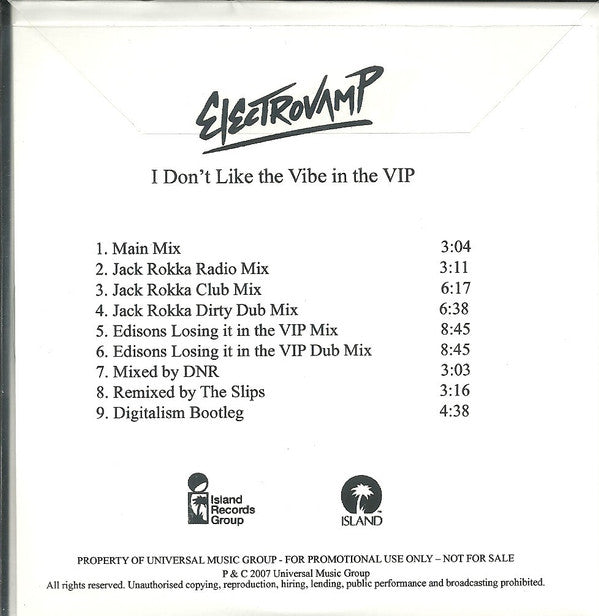 Electrovamp : I Don't Like The Vibe In The VIP (CDr, Single, Promo)