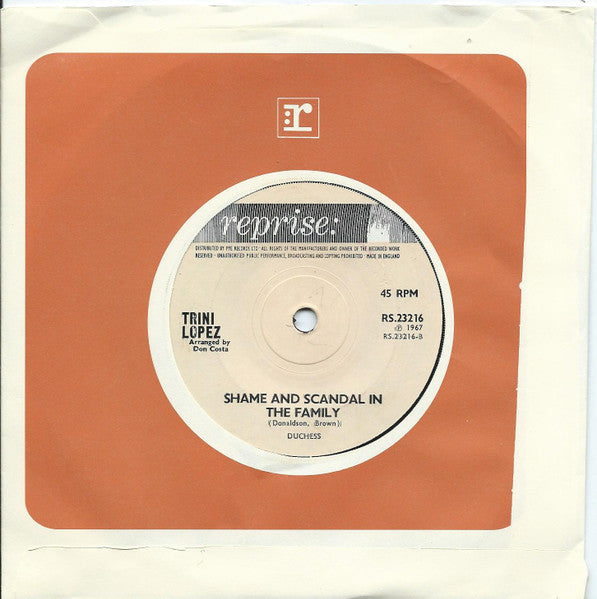 Trini Lopez : Sally Was A Good Old Girl (7", Single)