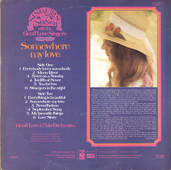 The Geoff Love Singers With Geoff Love & His Orchestra : Somewhere My Love (LP, Album)