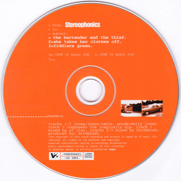 Stereophonics : The Bartender And The Thief (CD, Single, CD1)