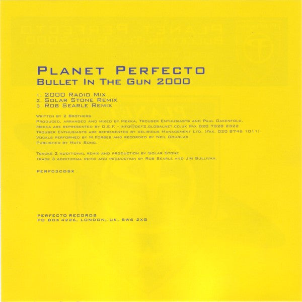 Planet Perfecto : Bullet In The Gun 2000 (CD, Single)