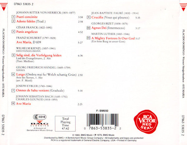 Placido Domingo / Die Wiener Sängerknaben : Ave Maria (CD, Album, RE)