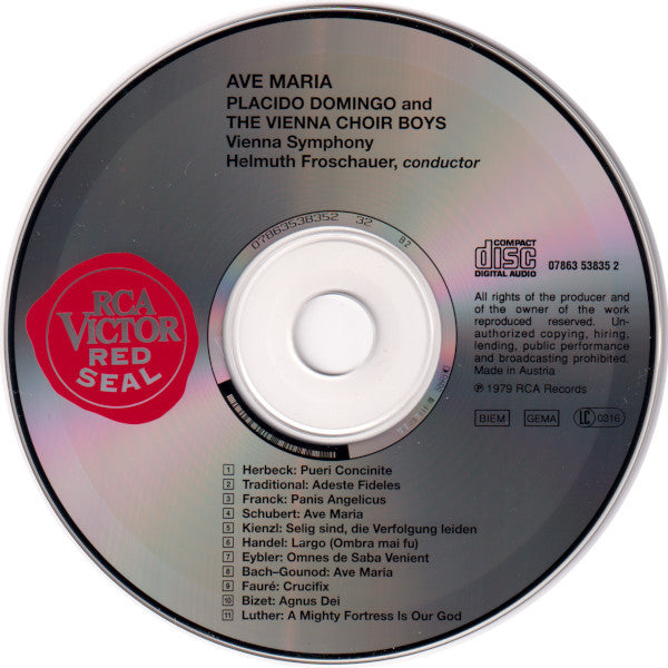 Placido Domingo / Die Wiener Sängerknaben : Ave Maria (CD, Album, RE)