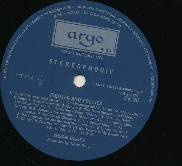 Susan Baker (3) : Susan Baker's Fiddles And Follies (LP)