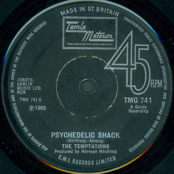 The Temptations : Psychedelic Shack (7", Single, Sol)