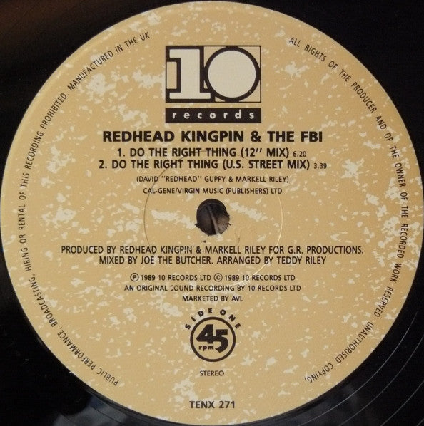 Redhead Kingpin And The FBI : Do The Right Thing (12")