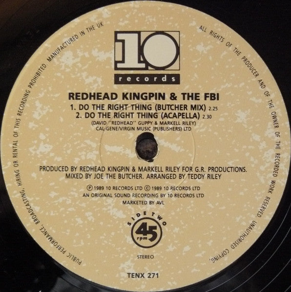 Redhead Kingpin And The FBI : Do The Right Thing (12")