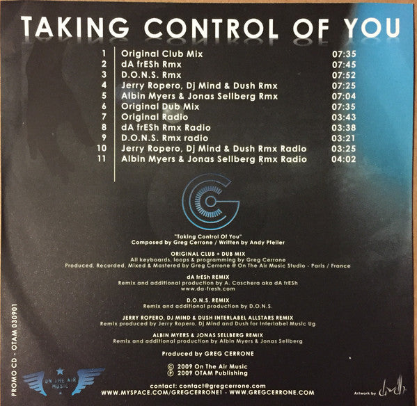 Greg Cerrone Feat Andy P : Taking Control Of You (CD, Promo, All)