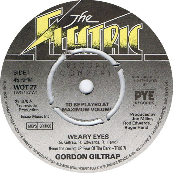 Gordon Giltrap : Weary Eyes (7")